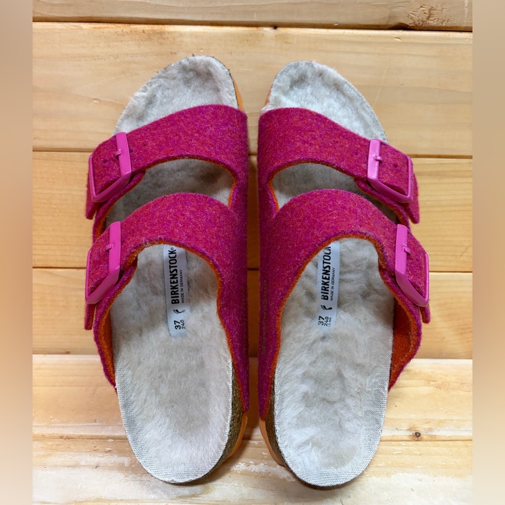 Birkenstock Arizona - Wool felt - shearling pink orange - Euro 37 - Picture 6 of 7